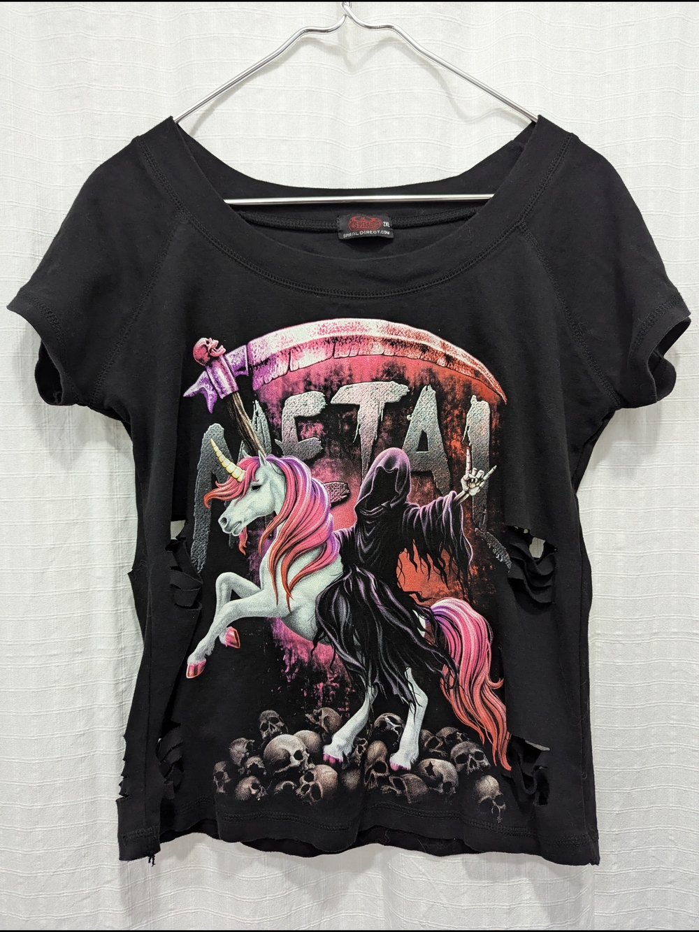 Spiral Direct Metallicorn Ripped Graphic Tee Size 2XL Black